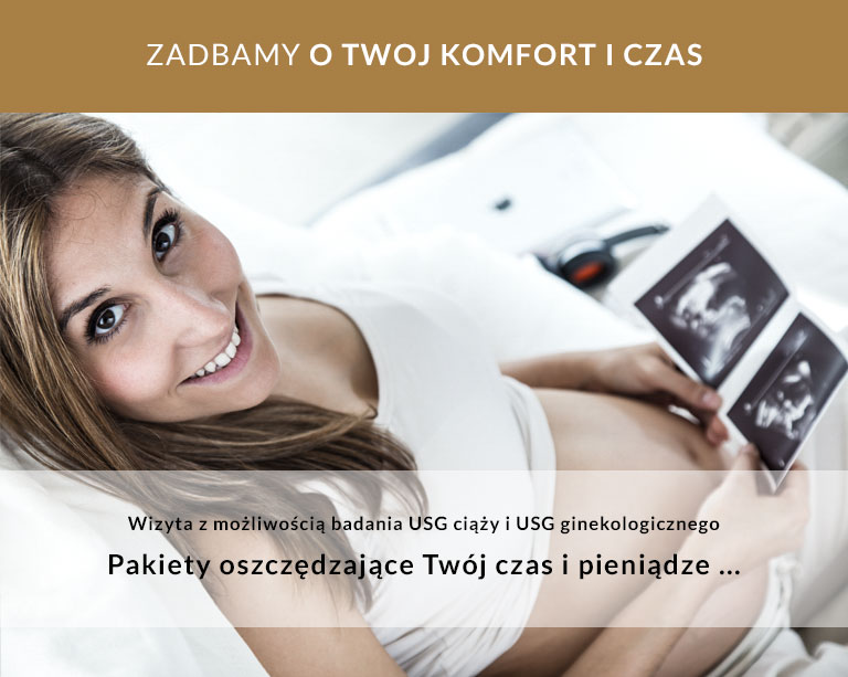 Zadbamy o Twój komfort i czas - Wizyta z możliwością badania USG ciąży i USG ginekologicznego - Boramed Warszawa - na obrazku znajduje się przyszła mama trzymająca zdjęcia z USG brzucha